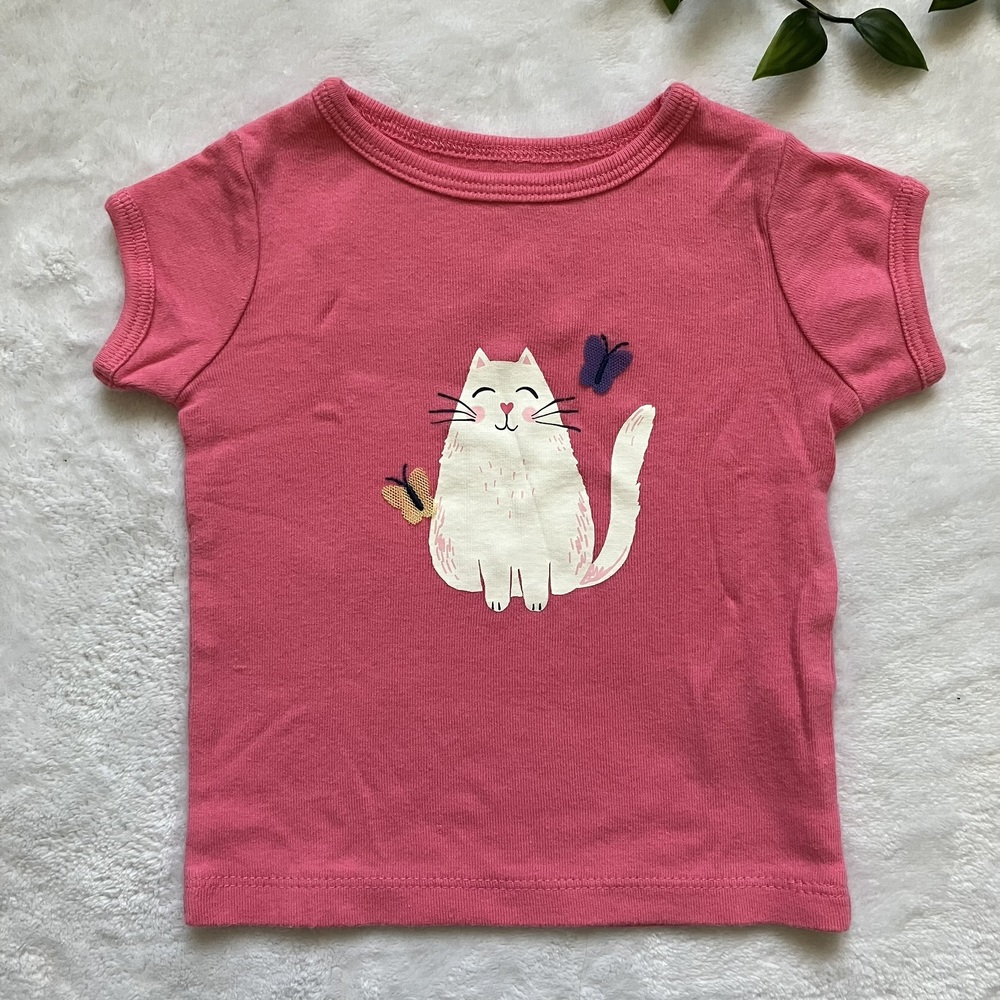Carter’s Pink Cat Graphic Tee 6M Butterfly Accent Shirt
